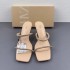 ZA2024 Summer New Women's Shoes with Thin Heels, Versatile, Sexy, Bare Color, Square Head Style, Water Diamond Pullband, High Heel Sandals