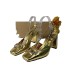 ZA2024 Autumn New Square Head G-shaped Water Diamond Buckle Decoration Gold Thick Heel Fashion Women's Foreign Trade Sandals High Heels