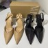 ZA's new 2024 summer pointed, thin heel, back strap high heels, women's shallow metal fashion, exposed heel sandals, women's fashion trend