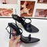 ZA summer new product 2024 French high-heeled shoes with a slim strip and shallow mouth, fashionable back cross exposed heel high-heeled sandals for women