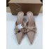 ZA2024 Summer New Product Sandals Women's Pointed Bow Decoration Shallow Mouth Fine Heel High Heels Back Empty Baotou Muller Shoes