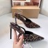 ZA New Product 2024 Autumn/Winter Leopard Pattern Shallow Mouth High Heels with Thin Toe and Strap Fashion High Heels Sandals for Women