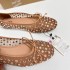 ZA Manufacturer's 2024 Summer New Product Breathable Flat Bottom Mesh Water Diamond Decorative Bow Fashion Outerwear Women's Shoes Sandals