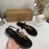 ZA new 2024 summer round toe straight strap metal buckle decoration clip toe slippers sandals with women's back strap for wearing single shoes