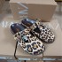 ZA2024 animal pattern printed leather thick soled shoes French round toe Boken toe metal back hollow toe sandals