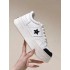 European and American white cowhide star lace up casual sports shoes for women, leather height increasing thick soled sponge cake shoes, D home white shoes