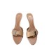 ZA New Product 2024 Round Head Straightened High Heel Sandals with Metal Buckle and Open Toe Mouller Shoes, Rear Empty Narrow Heel Sandals for Women