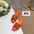 Cross border H Family Classic Adult Fashion Cool Slippers 2024 New Flat Flat Slippers for Women Wearing One Line Beach Foreign Trade