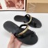 ZA New Product 2024 Summer Flat Bottom Two Strips with Metal Half Ring Clamp Toe Shop European and American Style Daily Half Dragged Sandals for Women