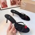 ZA New Product 2024 Autumn Black Water Diamond Fashion Open Toe Pendant Decoration Stiletto Beaded Cherry Sandals