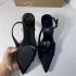 ZA2024 New Product: High Heels with Thin Heels, Black Silk, One Line with Headband, Back Air Sandals, Pointed Exposed, Single order Shoes for Women