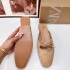 ZA New Product 2024 Autumn French European and American Style Flat Flat Bottom Strap with Bow Strap, Half Trailing Dew Heel Sandals for Women