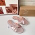 ZA women's shoes 2024 summer flat cross women's drag fairy style open toe square toe back empty beach pink women's shoes