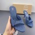 ZA pointed fish mouth denim straight strap high heels women's 2024 summer new item slim heel shallow mouth single shoe sandals women's shoes