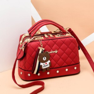 2024 European and American New Fashion Women's Bag with Lingge Small Fragrant Style Handheld Small Bag Boston Shoulder Bag