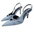 ZA2024 Spring/Summer Women's Shoes New Denim Shallow Mouth Strap Hollow Baotou Sexy Stiletto Fashion Sandals for Women