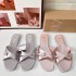 ZA women's shoes 2024 summer flat cross women's drag fairy style open toe square toe back empty beach pink women's shoes