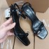 ZA2024 new summer square toe minimalist sexy clip on metal buckle sandals for women with straight buckle and slim heel shoes for women