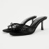 ZA's new 2024 French pointed women's shoes with a bow decoration and exposed toe, empty heel, and half drag sandals for women