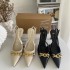 ZA New 2024 Summer Open Heel Style High Heels for Women, Pointed and Thin Heels with Metal Chain Decoration, Shallow Mouth Sandals for Women