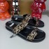 ZA New Product 2024 Summer European and American Thick Bottom Round Head Shaped Bottom Leopard Pattern Metal Buckle Shining Fashion Sandals for Women