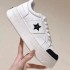 European and American white cowhide star lace up casual sports shoes for women, leather height increasing thick soled sponge cake shoes, D home white shoes