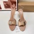 ZA New Product 2024 Round Head Straightened High Heel Sandals with Metal Buckle and Open Toe Mouller Shoes, Rear Empty Narrow Heel Sandals for Women