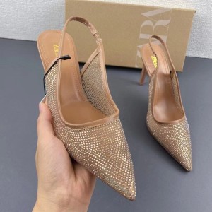 ZA new product 2024 summer pointed back strap slim heel high-heeled shoes for women with shiny rhinestones, exposed heels, fashionable single sandals