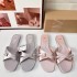 ZA New Product 2024 Summer Flat Heel Cross Buckle Women's Drag Fairy Style Dew Toe Back Empty Beach Pink Women's Sandals