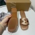 ZA's new 2024 French plus size women's shoes with square toe hollowed out design, rose gold straight strap, rear empty half drag sandals for women