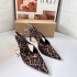 ZA New Product 2024 Autumn/Winter Leopard Pattern Shallow Mouth High Heels with Thin Toe and Strap Fashion High Heels Sandals for Women