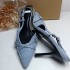 ZA2024 Spring/Summer New Product Denim Shallow Mouth Strap Hollow Baotou Sexy Stiletto Fashion Sandals Muller