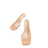 ZA2024 Summer New Coarse Heel Women's Shoes Square Head Straw High Heels Women's PVC Open Toe Glass Heels