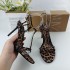 ZA2024 new leopard print high-heeled shoes with a one-piece temperament, slim heels, and exposed toes for women. Leopard print high-heeled fashion for women