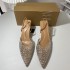 ZA new 2024 summer pointed thin heel shallow mouth high heels for women, with a pearl embellishment on the back and a strap on the toe. Sandals for women