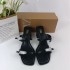 ZA2024 Summer Hot Selling New Product Square Head with Metal Buckle Thick Heel Women's Sandals Women's High Heels Comfortable Slippers