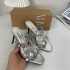 ZA High Heels 2024 Spring/Summer New Silver Versatile Water Diamond Strap Sandals French Style Casual Single Shoes for Women