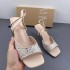 ZA Women's Shoes 2024 Summer New Product Women's Shoes One Word with rhinestone embellishment, exposed toe strap, high heels, slim heels, square toe women's shoes