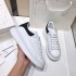 High version McQueen white shoes for women 2023 new thick soled shoes, leather height increasing jelly haze blue sports and leisure shoes