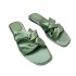 ZA2024 summer new women's shoes with green silk texture for wearing flat sandals for women