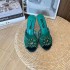 2024 lace round toe high heels, mesh breathable rhinestone slim heel DG sandals, flat heel black 6CM 9CM wedding shoes