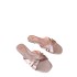 ZA women's shoes 2024 summer flat cross women's drag fairy style open toe square toe back empty beach pink women's shoes