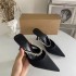 ZA Spring New 2024 High Heel Women's Shoes Black Pointed Straight Line with Water Diamond Decoration Fashionable Back Air Thin Heel Sandals for Women