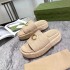 2023 Summer New G Home Thick Bottom Waterproof Platform Women's Shoes with Sponge Cake Bottom and Leather Surface, Casual Versatile One Word Slippers