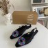 2024 ZA Summer New Fashionable Women's Shoes Black Color Diamond Decorative Details Bare Heels Flat Shoes Sandals for Women