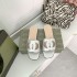 2022 New Summer G Home Classic Hollow Flat Bottom Leaky Toe Square Head Women's Cool Slippers Leather Style Casual Lazy Dragging