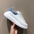 High version McQueen white shoes for women 2023 new thick soled shoes, leather height increasing jelly haze blue sports and leisure shoes