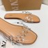 ZA series 2024 summer new flat bottomed women's shoes transparent cross band granular rhinestone sandals for women's outdoor wear