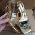 ZA2024 Autumn New Product: Women's Shoes with a Golden Straw Style, Thin Heels, Plastic Sexy Fashion Sandals