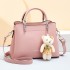 Fashion handbag women 2024 new casual women's shoulder bag large capacity soft leather multi-layer teddy bear pendant women's bag